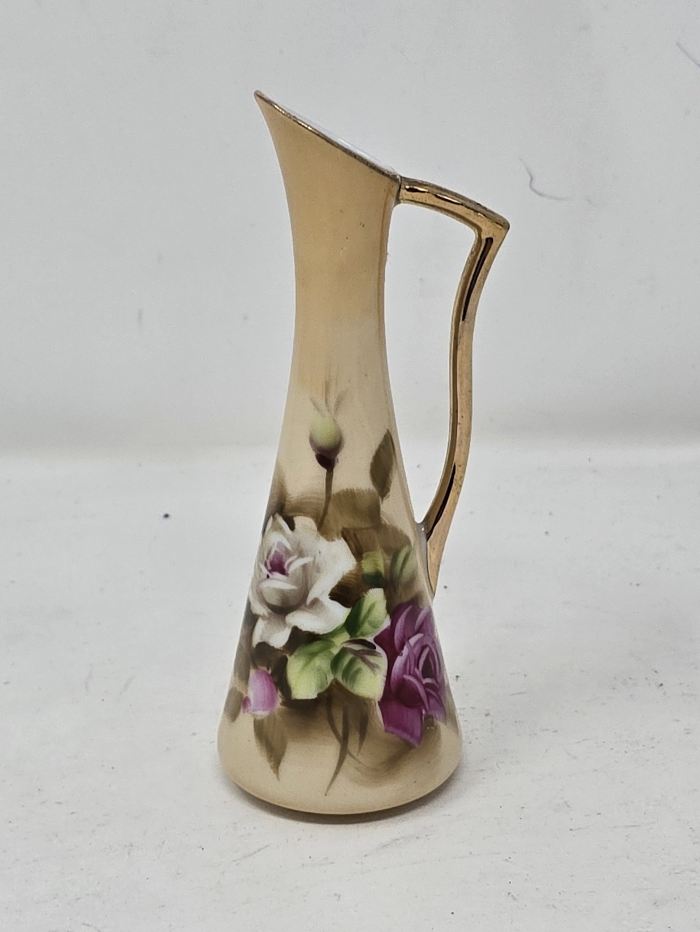 Vtg Lefton 2763 China Heritage hand painted rose mini pitcher vase cottagecore